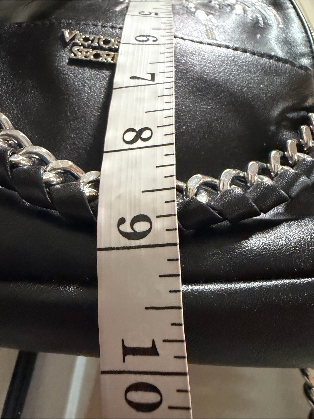 Victoria's Secret Black Mini Backpack with Silver Chain and Palm Accent - Picture 16 of 16